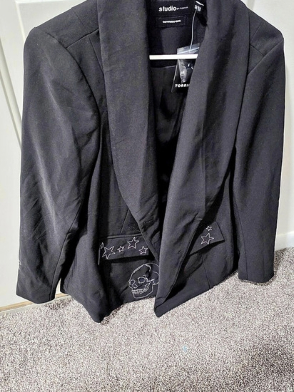 Torrid Studio Refined Crepe Embroidered Classic Fit Blazer Black Blazer Large